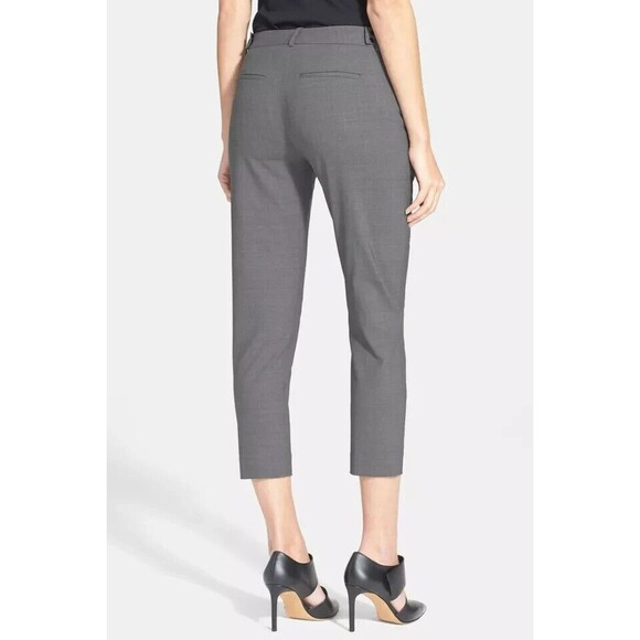 Vince Pintucked Seam Side-Tab Crop Pants  Size 6  Eggplant Stretch Wool Blend - Picture 12 of 13